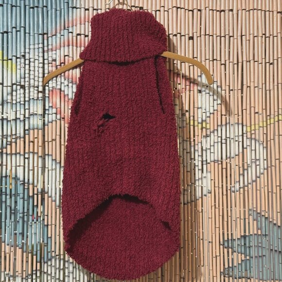 Barefoot Dreams COZYCHIC Ribbed Pet Sweater, Cranberry, Large - Picture 3 of 16